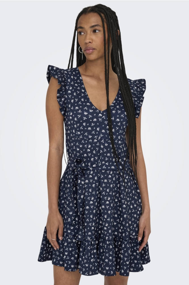 ONLHILLARY V NECK BELT DRESS CS OX 15360716 NIGHT SKY/ANN FLOWER